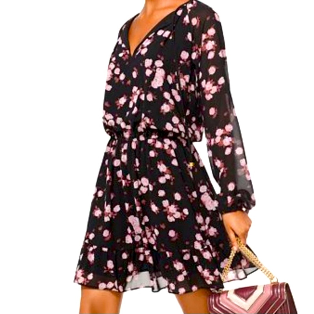Michael Kors Georgette Tie-Neck Dress